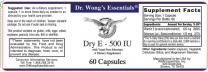 Vitamin E (Dry E) - 500 IU - 60 caps (WAM Essentials) 